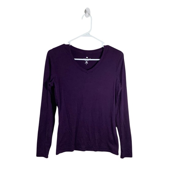Seg'Ments Tops - Seg’ments Women’s Merino Wool V-Neck Long Sleeve Top - Purple Baselayer